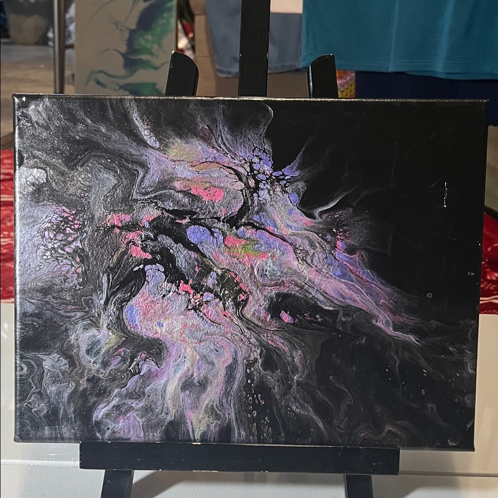 Abstract Black and Pink Canvas Art